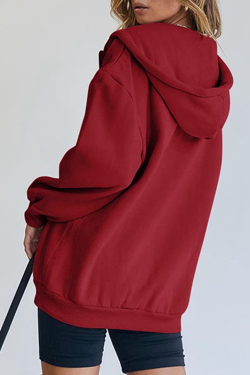 456g Weight Long Sleeve Sleeve Length Zipper Placket Type Regular Sleeve Sleeve Type Polyester Fabric Type Long Top Length Hoodie Tops Type Daily Occasion Hooded Neckline Regular Fit Fit Type Solid Color Pattern Spring, Autumn Season Women's Gender Pocket Design Streetwear Style Women's Streetwear Solid Color Pocket Zipper Hoodie 18