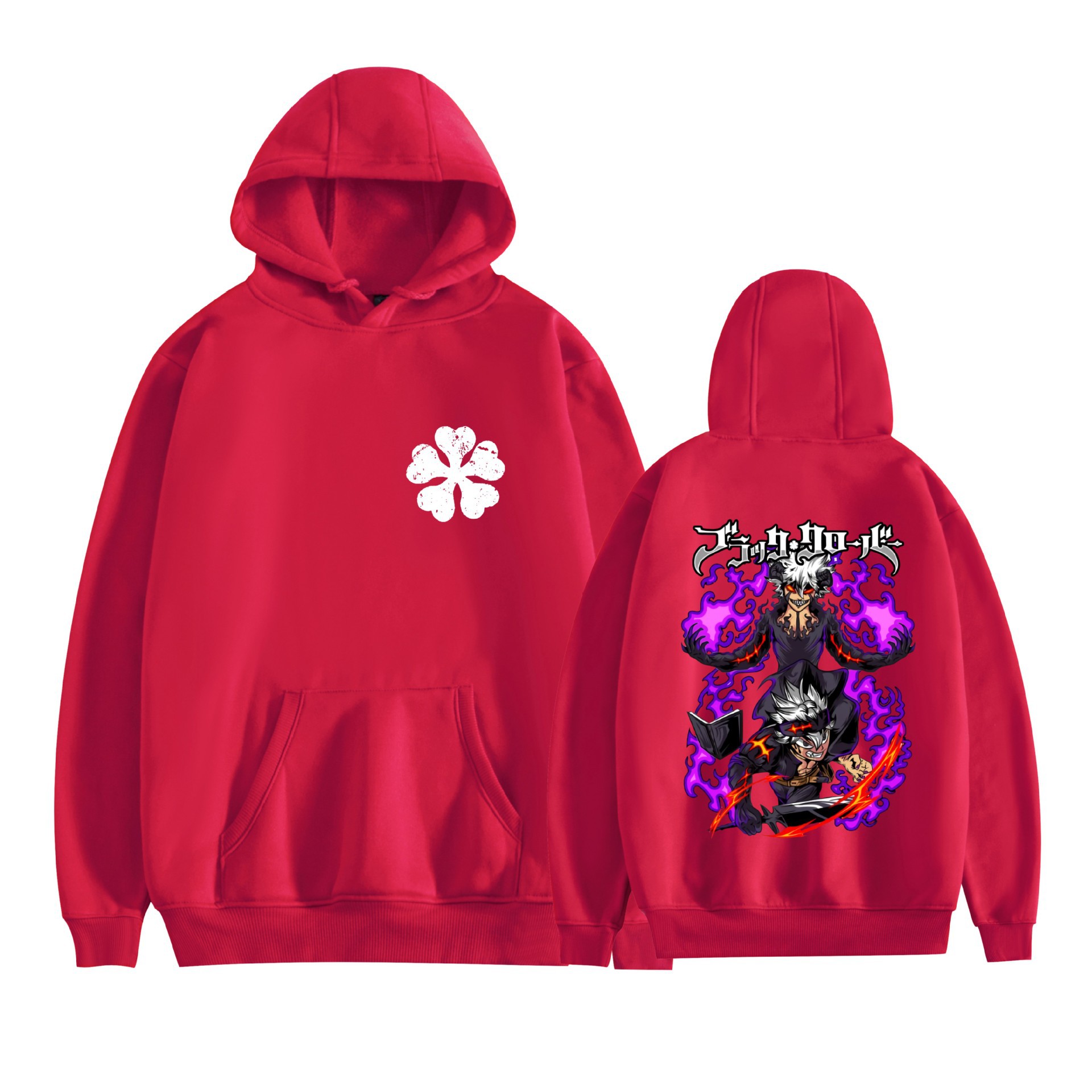 Trébol de cuatro hojas negro nuevo transfronterizo Black Clover animación periféricos hombres y mujeres suéter con capucha suelto casual