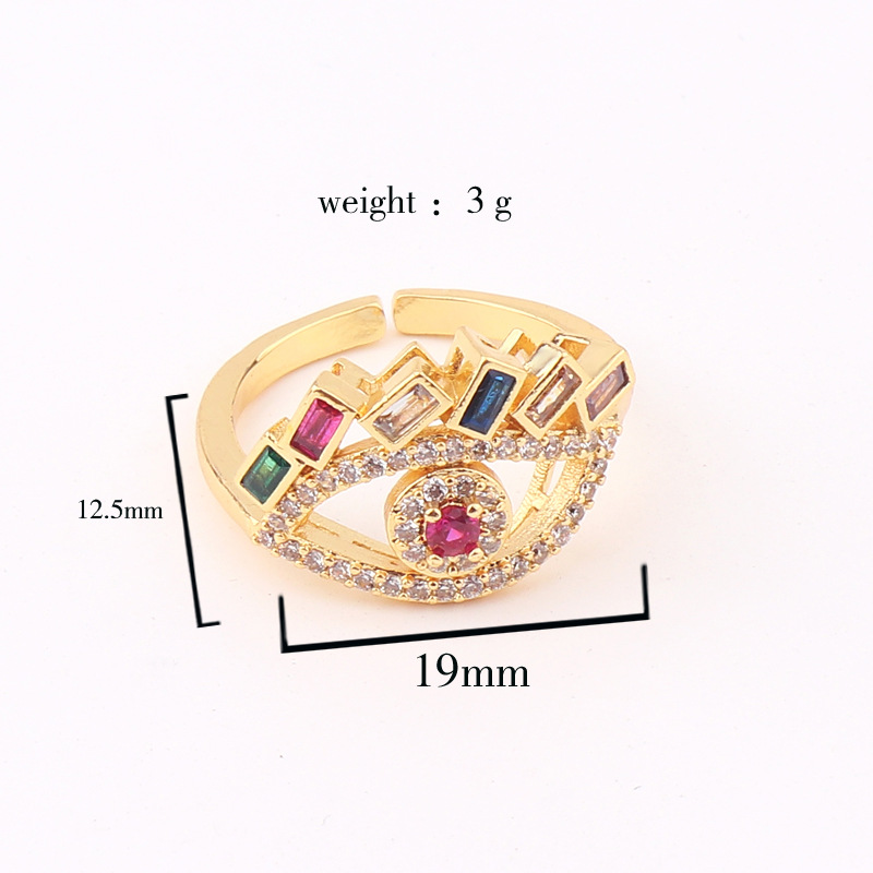 Fashion Devil's Eye Copper Open Ring Plating Zircon Copper Rings display picture 1