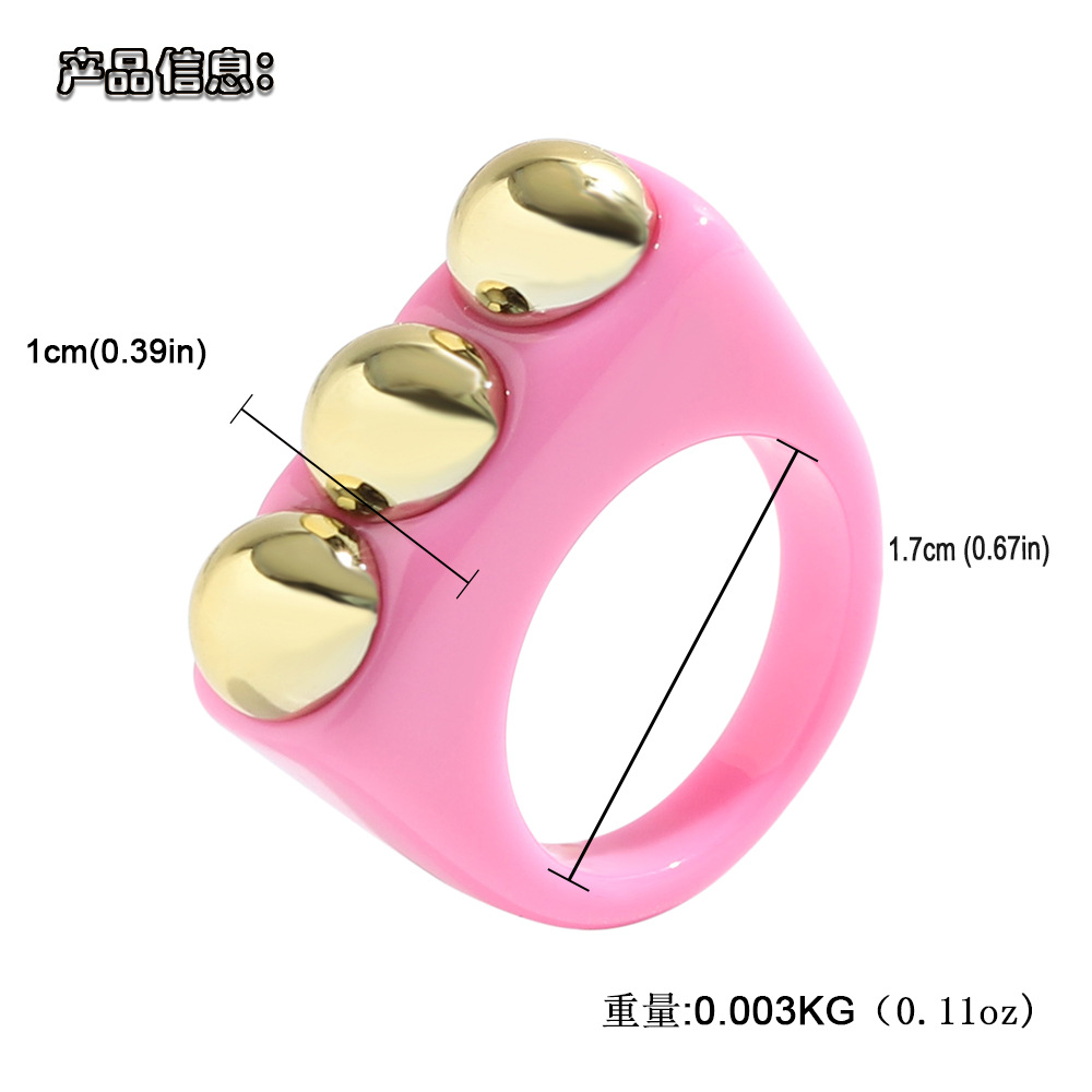 fashion acrylic inlaid metal ball ring