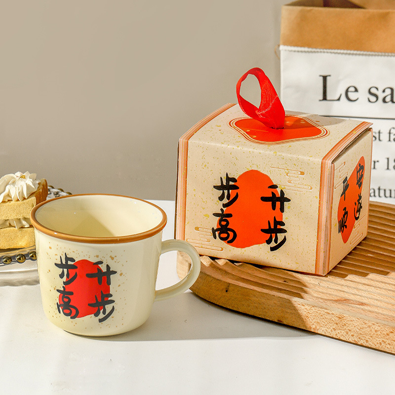 Regalo de mano deseo taza de cerámica de alto valor creativo de chicas taza de café retro taza de regalo de cumpleaños