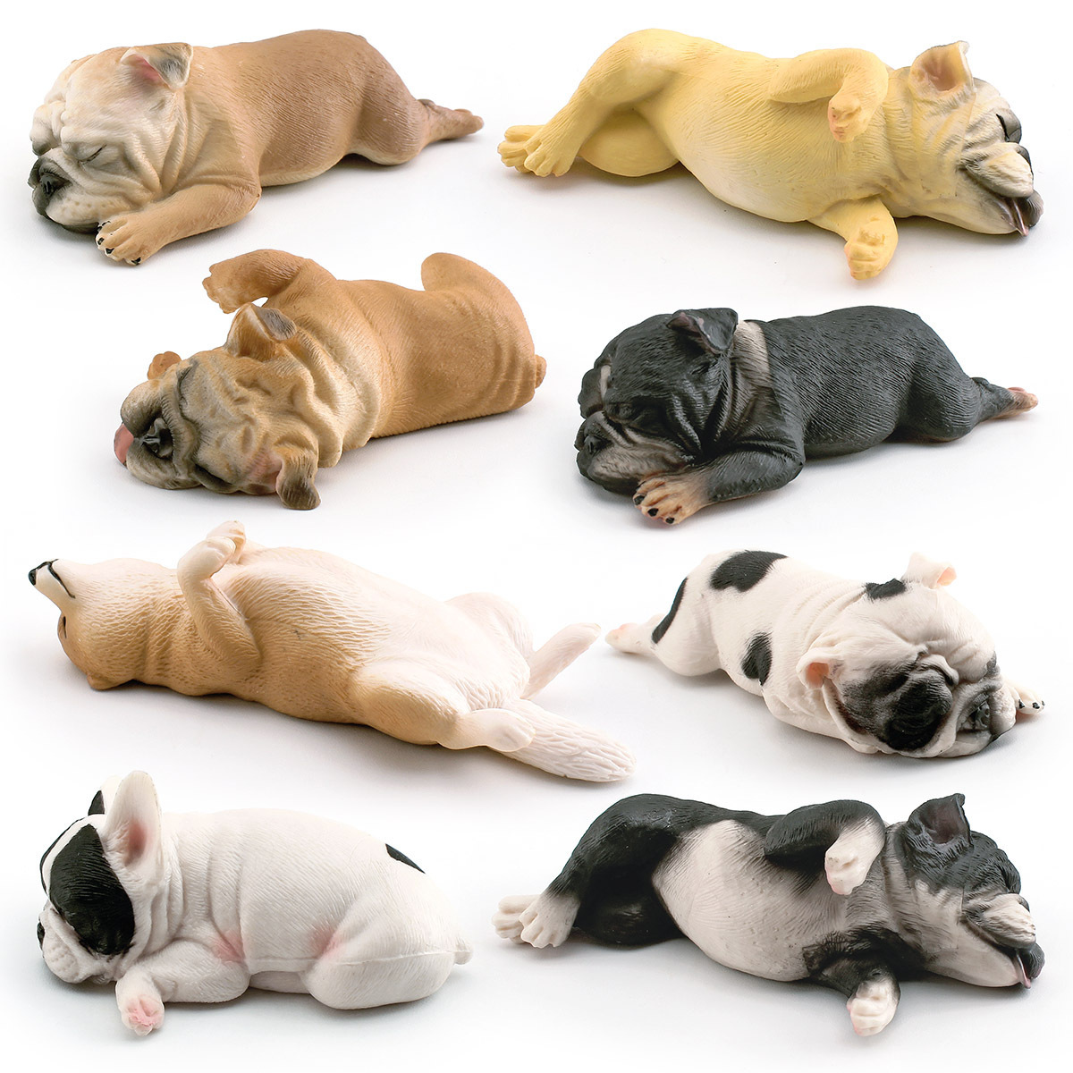 Simulación transfronteriza para dormir postura Shiba Inu modelo de Bulldog Francés educativo para niños mascota perro decoración de escritorio adornos estáticos
