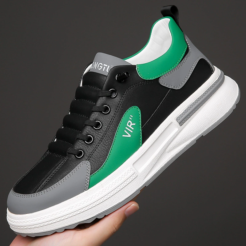 Мужская обувь, весна и осень, новинка, натуральная кожа, британская модная повседневная кожаная обувь, универсальные уличные Нескользящие кроссовки на платформе оптом