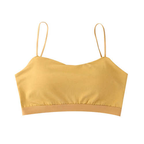 One-piece Beautiful Back Strapless Bra for Girls and Teenage Students Without Steel Cups, Integrated Fixed Cup, Pure Cotton Bustier 