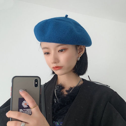 Japanese Style Woolen Beret Women's Autumn Winter Korean Version British Style Cool and Spicy Girl Round Face New Fashionable Student Cap 