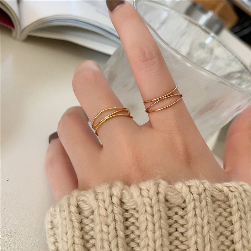 10, 6 Ring Size Ins Style French Style Geometric Stainless Steel Rings