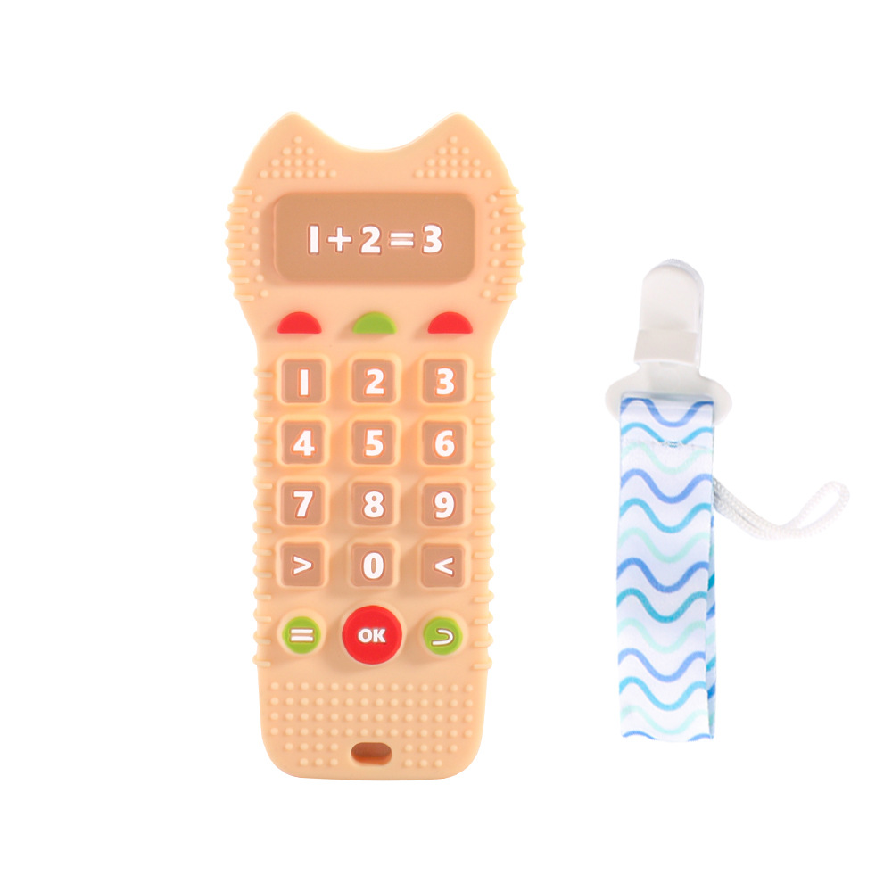 Calculator teether beige + rope