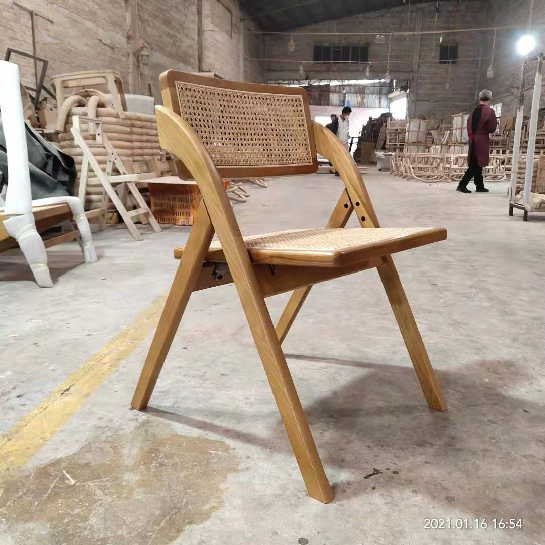 Nordic ins moderno simple estilo japonés y coreano restaurante leche tienda de té cafetería hogar madera maciza ratán plegable Silla de comedor