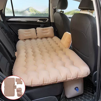 Air Mattress Car Inflatable Bed | Vehicle-mounted inflatable bed - default-item-thickened-flocked-wavy-pattern-double-support-with-stalls-electric-pump