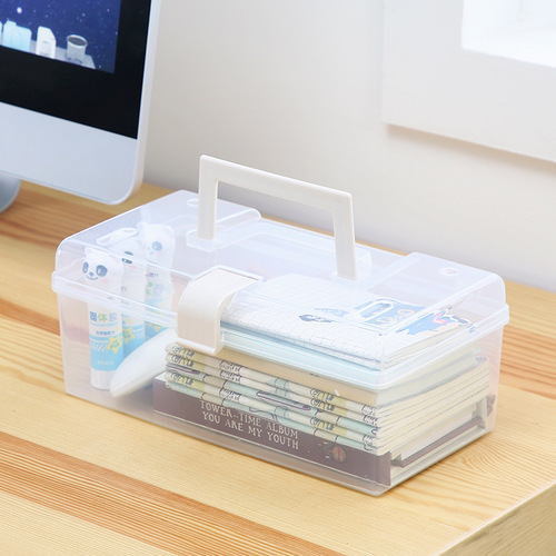 Portable transparent portable storage box household medicine box health care medicine box plastic sealed portable storage box