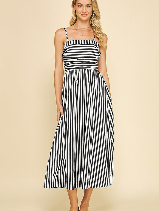 Women's Clothing Striped Maxi Dress With Pockets – Lightweight Resort Wear For Summer, American Style"​​_ecoleips.com