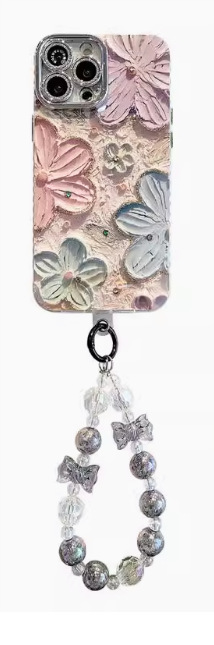 Azul estilo coreano pintura al óleo IPhone14/15ProMax lente todo incluido Apple 13 caja del teléfono para IP12/11