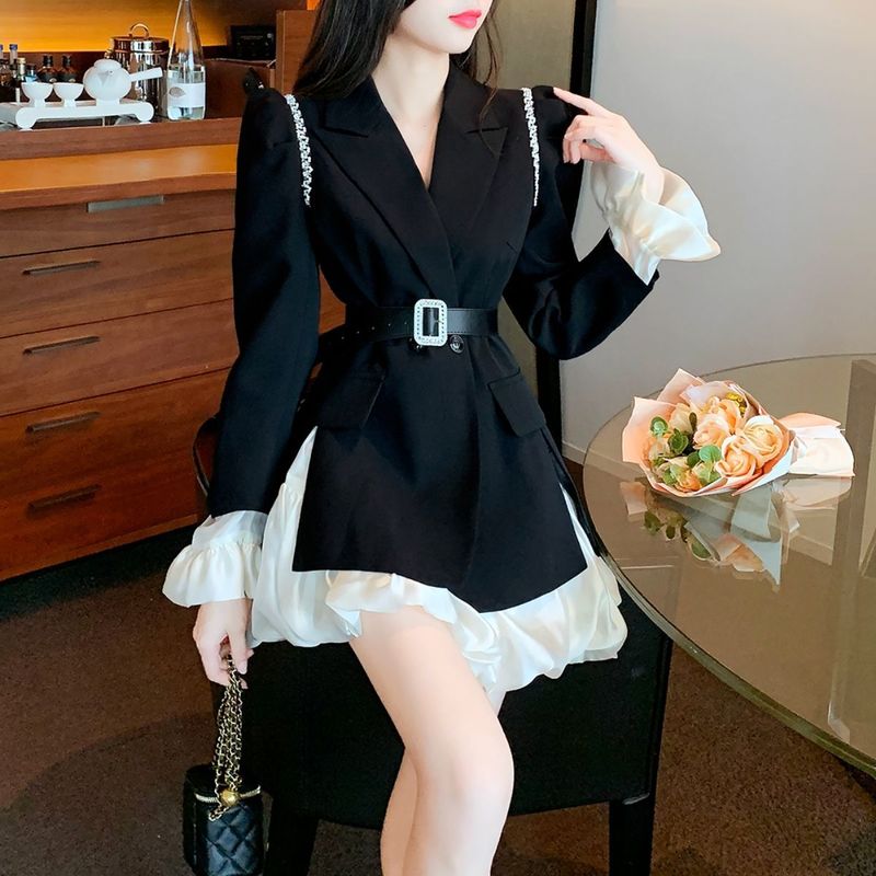 气质名媛小香风西装套装女2025新款春秋高级感小个子蓬蓬裙两件套|undefined