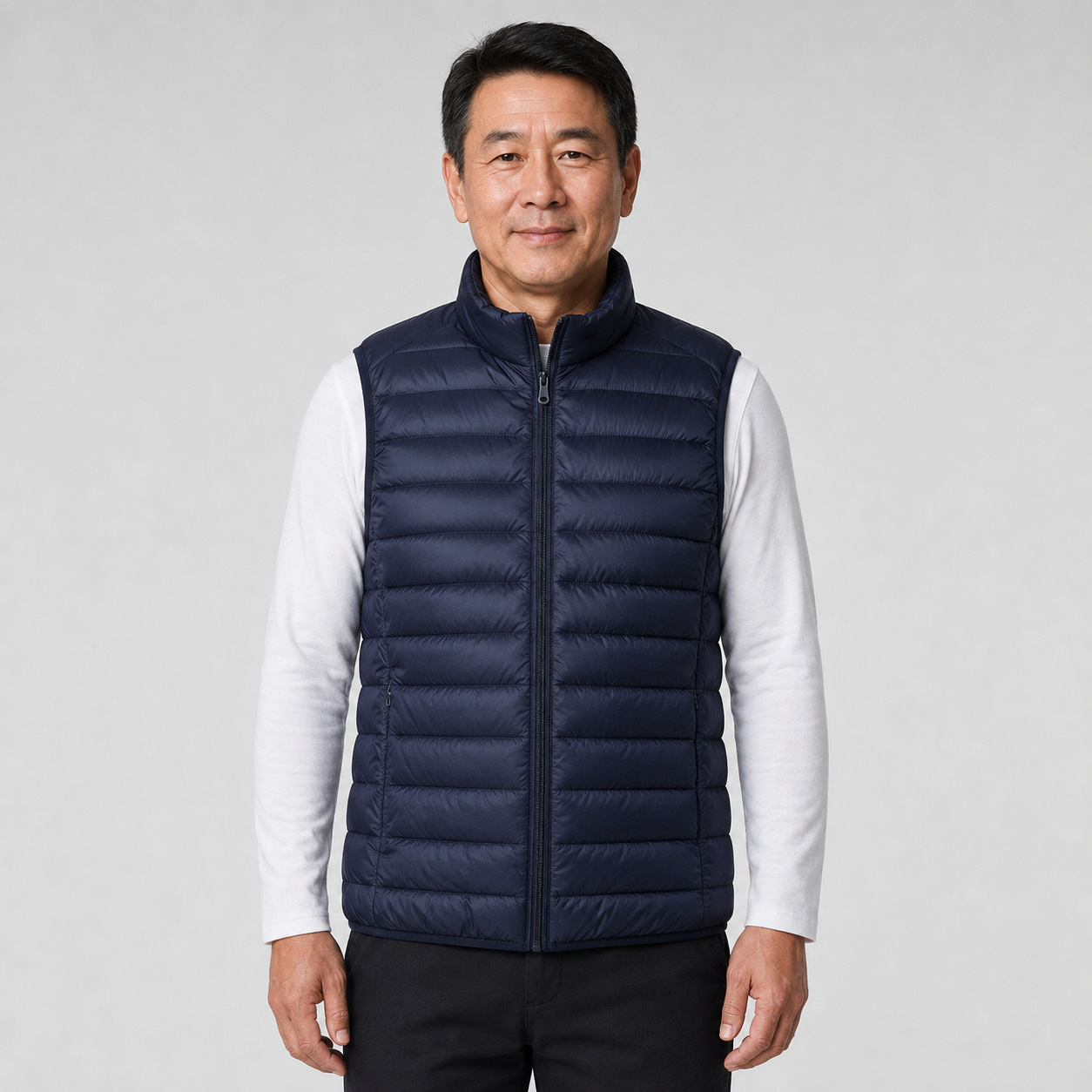 Pinghu Autumn and Winter New Lightweight down Vest with Stand Collar for Middle-Aged Men, Simple Casual Ultra-Light Sleeveless Vest