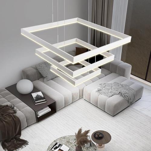 High-profile square living room pendant light, minimalist atmospheric full-spectrum master bedroom eye-care lamp, simple modern living room light