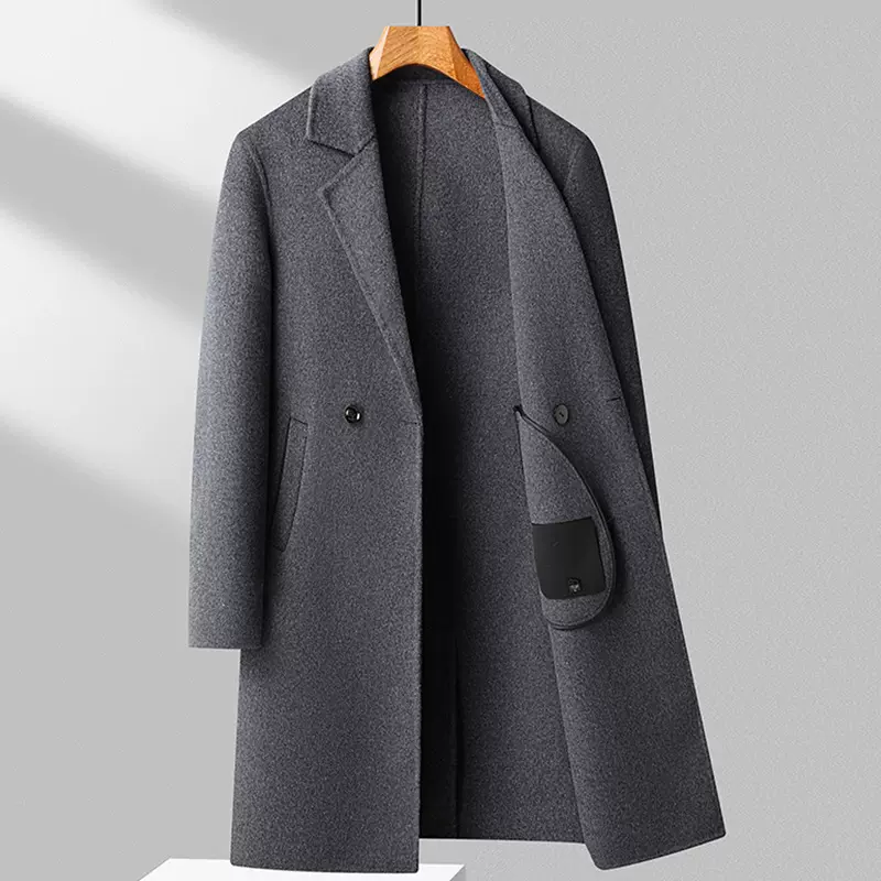 羊毛大衣男士中长款双面呢子外套男2024秋冬新款毛呢风衣清仓外贸