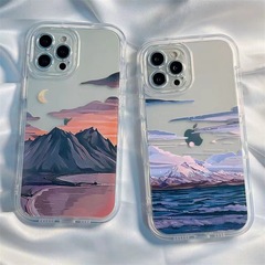 落日夕焼け風景適用アップル16promax携帯ケースiPhone14/15透明13保護カバー