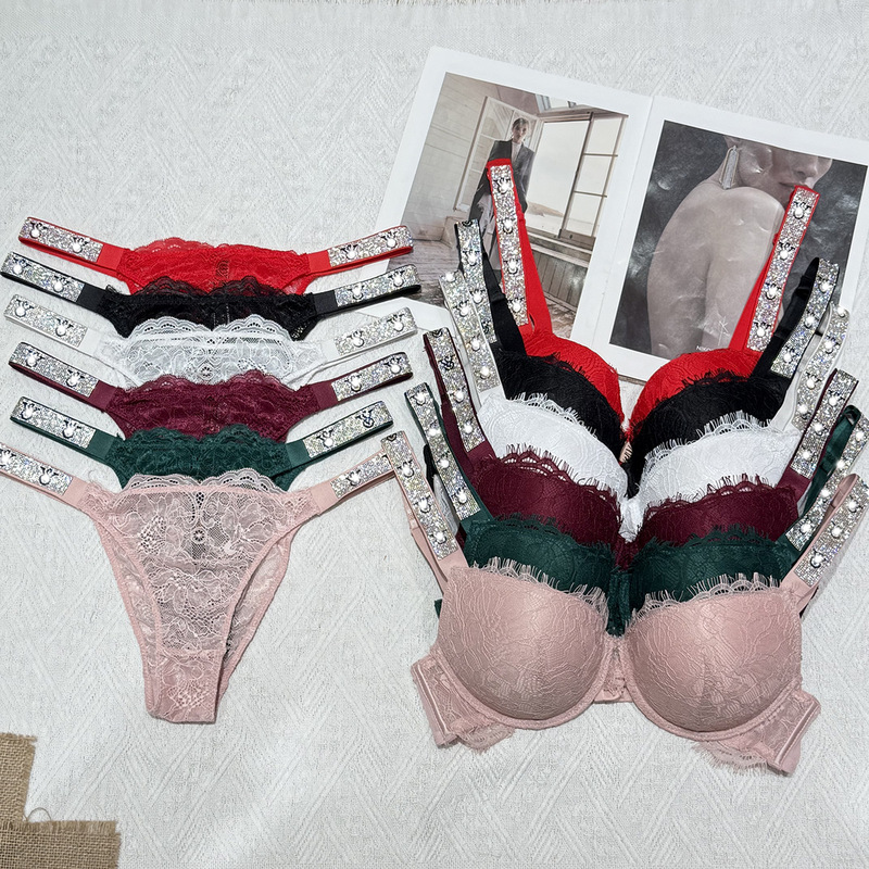 Directly from the Manufacturer: Victoria's Secret Lace Secret Shoulder Strap Shiny Rhinestone Bra, Factory Thick Style Lingerie and Underwear Set Directly from the Manufacturer: Victoria's Secret Lace Secret Shoulder Strap Shiny Rhinestone Bra, Factory Thick Style Lingerie and Underwear Set