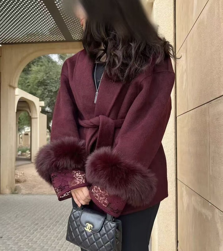 跨境欧美女装速卖通INS爆款秋冬时髦高级感毛呢外套|undefined