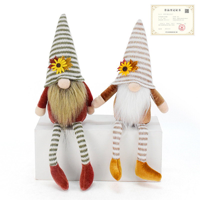 Cross-border Autumn New faceless doll striped hanging leg dwarf doll harvest festival decoration Rudolf