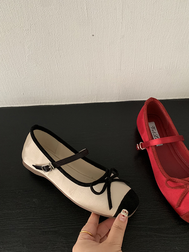 Zapatos Mary Jane de lazo suave francés, zapatos de mujer, aumento de principios de primavera, nuevos zapatos de ballet con faldas, zapatos individuales
