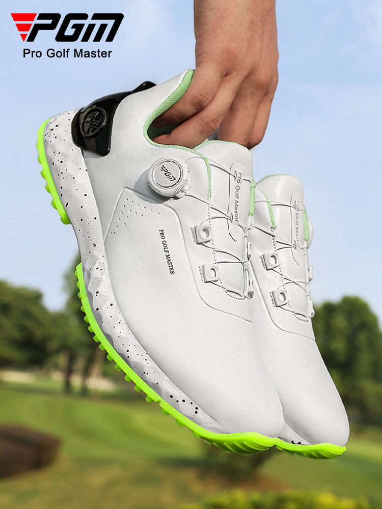 Giày Golf PGM Nam Chống Thấm Nước Phiên Bản Rộng Đệm Núm Dây — Mực trắng [Đế giữa chống sốc/gai chống trượt/mặt trên chống thấm nước] XZ441
