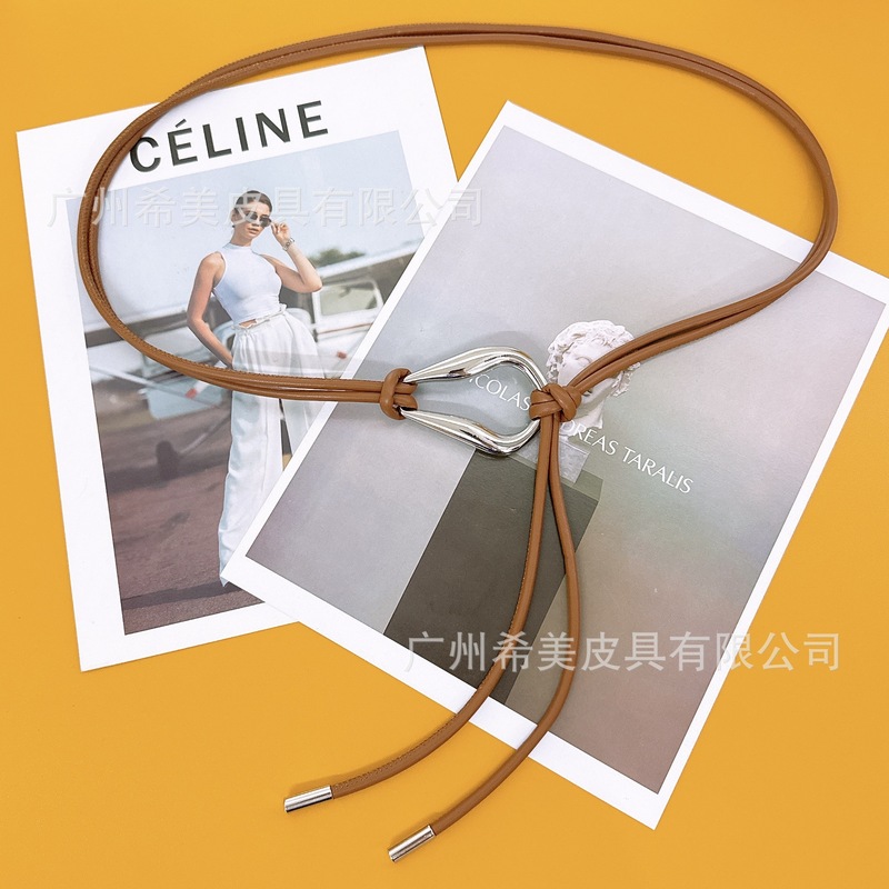 百搭女士pu小皮绳腰带收腰连衣裙大衣装饰打结腰绳细皮带时尚休闲|undefined