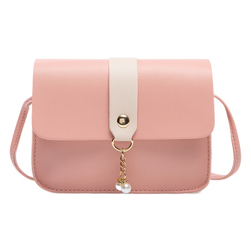 2024 Women's Small Bag Daily Versatile Spring and Summer Women's Bag Contrast Color Small Square Bag Pearl Pendant Bag Mobile Phone Bag Crossbody Bag