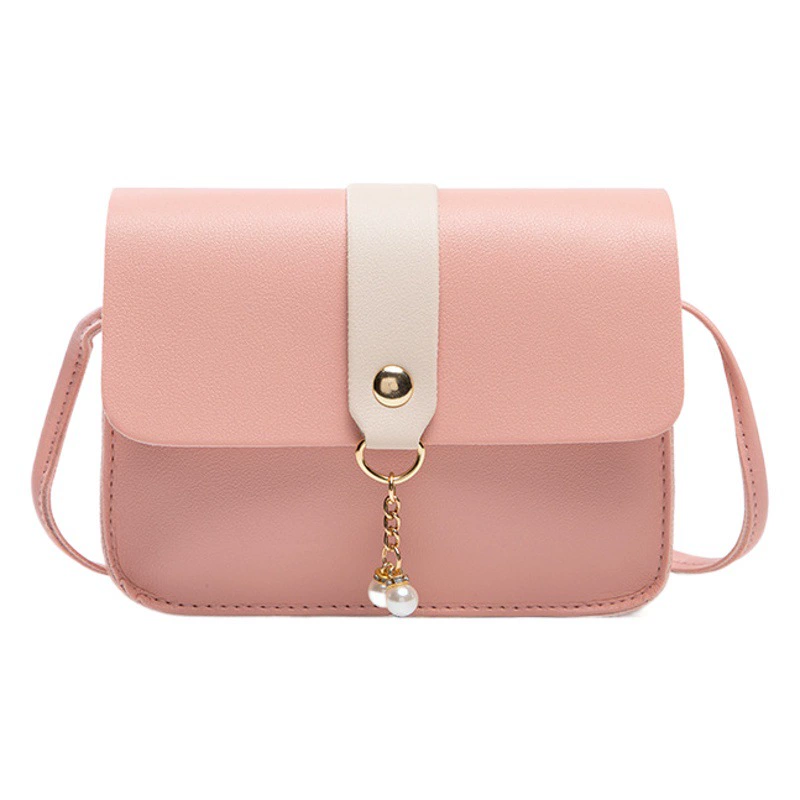 2024 Женская маленькая сумка Ежедневная универсальная весенне-летняя женская сумка контрастного цвета Маленькая квадратная сумка Жемчужная подвеска Сумка для мобильного телефона Сумка через плечо
