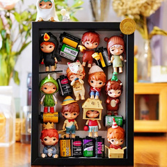 Minimalist wooden hollow 5cm photo frame 3D DIY blind box POP MART character display storage box frame ornament batch