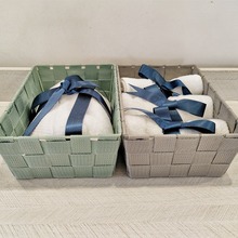 丙纶织带伴手礼篮手工编织化妆品盒内衣杂物篮子桌面收纳筐家居