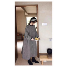 2025早秋日系女装娃娃裙森系褶皱格子连衣裙文艺复古森女风排扣裙