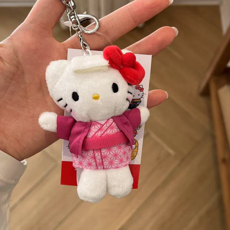 抱苹果kitty包包挂件钥匙扣可爱哈喽kt猫女生毛绒公仔|undefined
