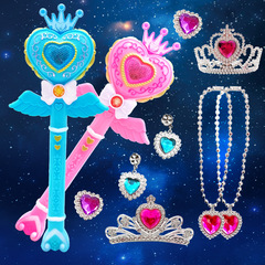 New Small Magic Wand Fairy Light Projector Ornament Crown and Tiara Glowing Night Light Belt Music Children's Toy