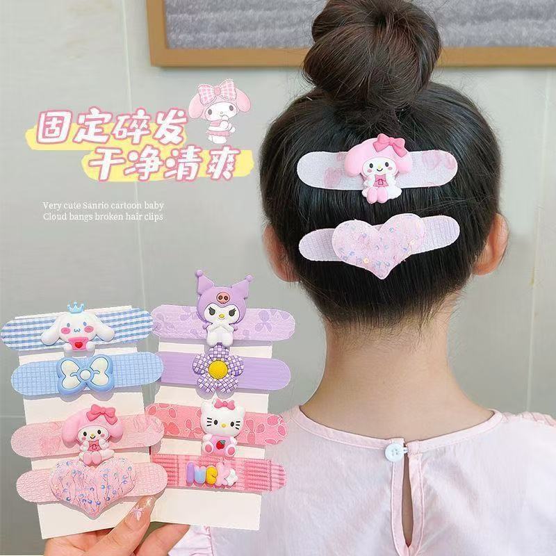 Children's New Cute Sanrio Bangs Stickers, Hair Clips That Don'T Damage Magic Hair Clips, Hair Accessories for the Back of the Head