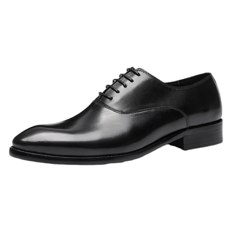 【】Zapatos de cuero genuino de primera capa de piel de vaca para hombre, zapatos formales de hombre hechos a mano con cordones y punta baja, exclusivamente para ventas transfronterizas.
