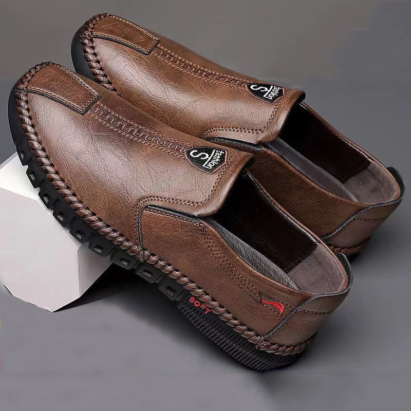 Zapatos de cuero sin cordones para hombre, zapatos de conducir con suela blanda para negocios, zapatos casuales versátiles para hombre, zapatos cómodos sin cordones para hombre al por mayor image 10