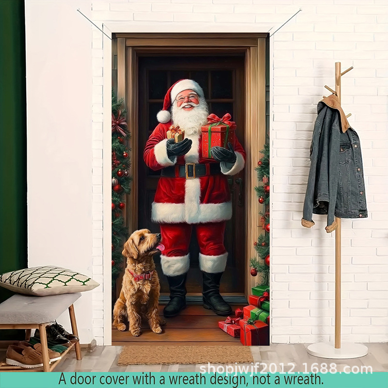 TEM Amazon transfronterizo nueva decoración de la cubierta de la puerta de Navidad rojo Santa Claus regalo cubierta de la puerta ambiente festivo fiesta
