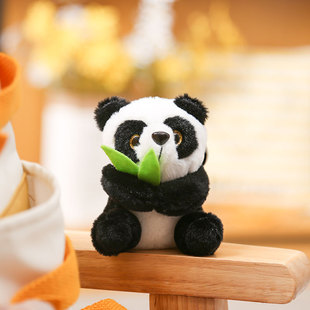 Cute Bamboo Panda Keychain Doll Small Simulation Red Panda Plush Pendant Event Commemorative Gift Wholesale