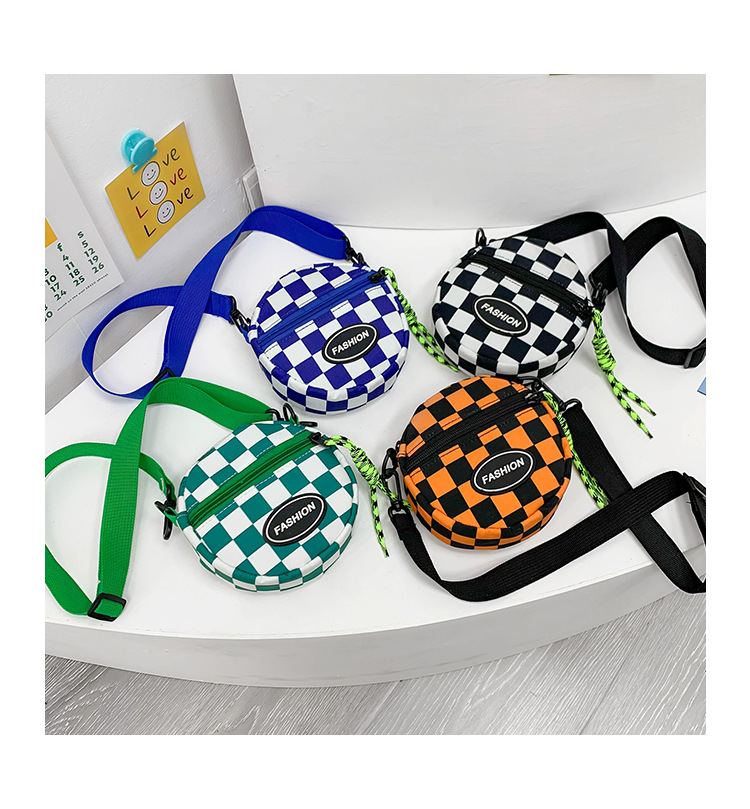 Boy's Small Nylon Lattice Fashion Round Zipper Crossbody Bag display picture 18