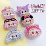 亚马逊新款卡通拉布布labubu可爱少女心爪夹高级印花头饰甜美发夹