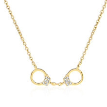 925纯银韩版时尚甜美铐在一起金色项链女欧美复古冷淡风送女友