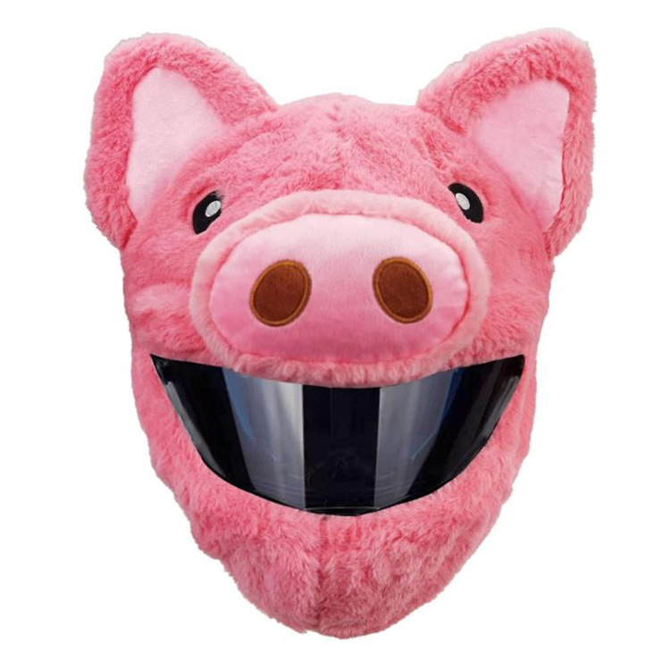 Funda para casco más vendida de Amazon, casco de cabeza de cerdo callejero personalizado de felpa para motocicleta, cubierta decorativa para cabeza de casco completo