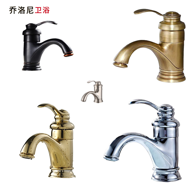 欧式简约黑色仿古全铜台上盆面盆水龙头洗脸盆台下盆冷热单孔龙头
