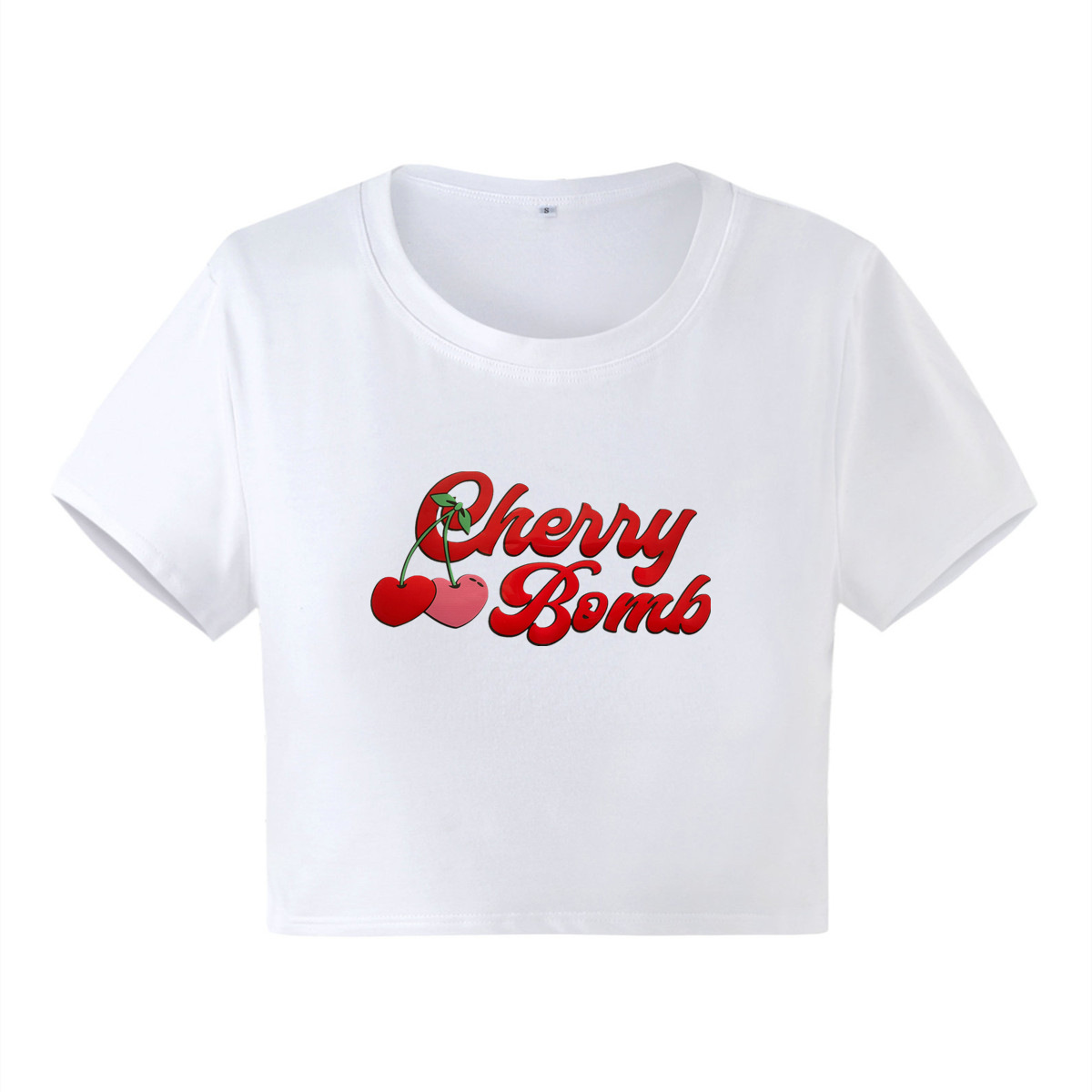 2022 New Fashion Creative Red Cherry Letter Print Slim-fit Short-sleeved T-shirt display picture 5