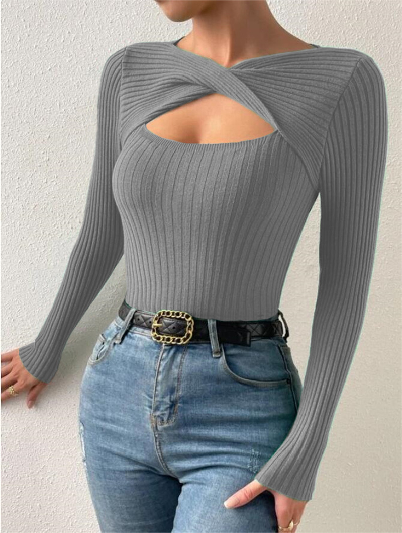 154g Weight Long Sleeve Sleeve Length Pullovers Placket Type Regular Sleeve Sleeve Type Polyester Fabric Type Regular Top Length Sweater Tops Type Holiday, Daily Occasion U Neck Neckline Slim Fit Type Solid Color Pattern Winter, Autumn Season Women's Gender Elegant, Streetwear Style Wholesale Women's Elegant Streetwear Solid Color Long Sleeve Sweaters & Cardigans 28