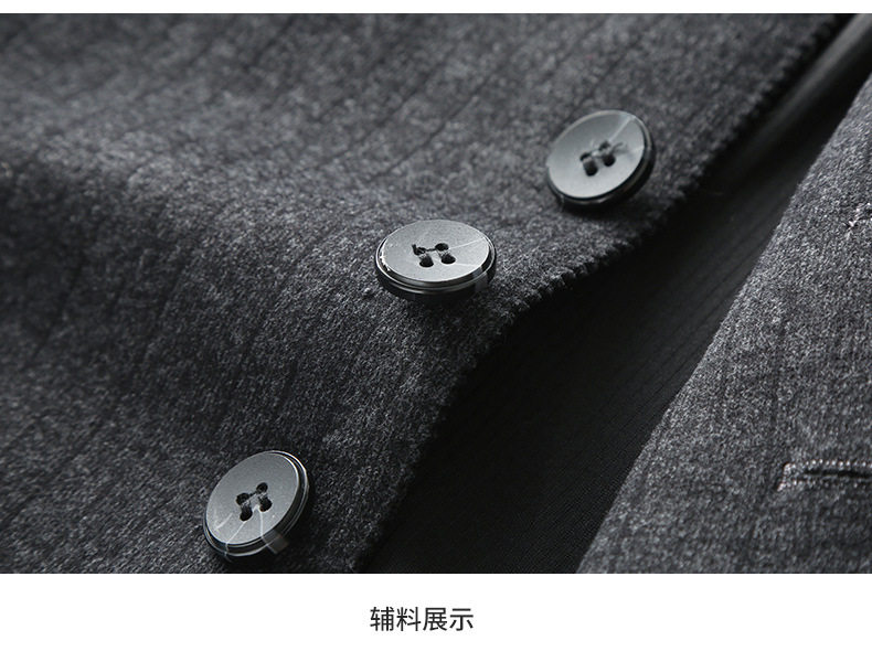 Bộ vest nam cổ đứng dáng ôm co giãn, áo khoác vest công sở tay dài — Màu đen chi tiết 19