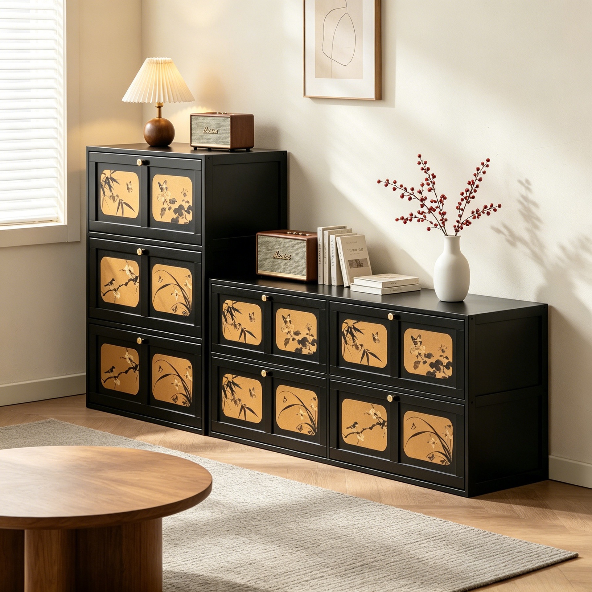 Retro Solid Wood Chest of Drawers, Xiangyunsha Modular Cabinet, Living Room Tv Cabinet, Bedside Storage Cabinet, New Chinese Style Storage Box