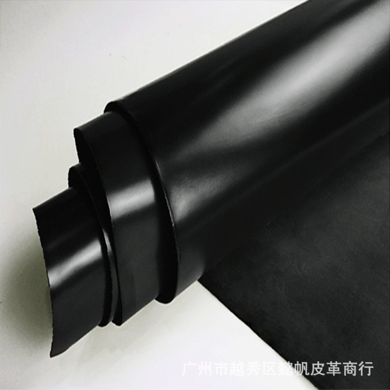 厂家批发头层牛皮1.4-2.0厚黑色开边珠皮真皮箱包家具牛皮皮料