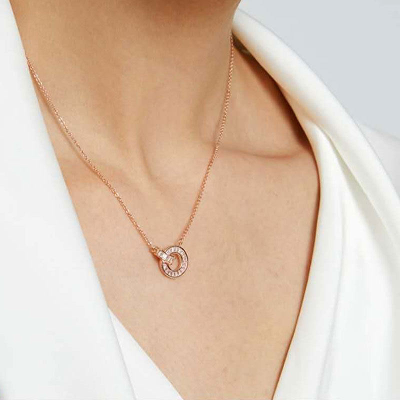 Rose Gold Roman Ring Necklace Simple Fashion Retro Personality Japanese and Korean Trendy Necklace Women's Choker